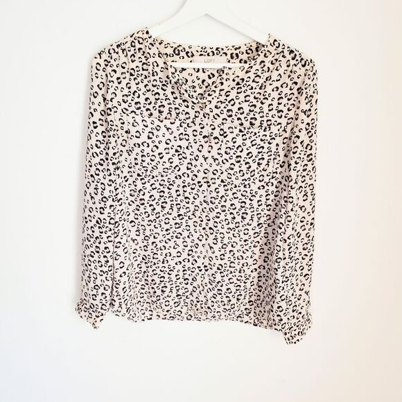 Loft Cheetah Print Blouse Size S - Picture 1 of 4
